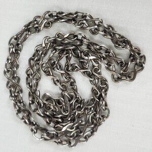 Vintage Long Sterling Silver 925 Mexico Hook Closure Infinity Loop Necklace